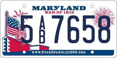 MD license plate 5AB7658
