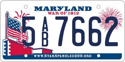 MD license plate 5AB7662