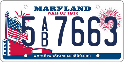 MD license plate 5AB7663