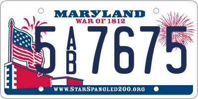 MD license plate 5AB7675