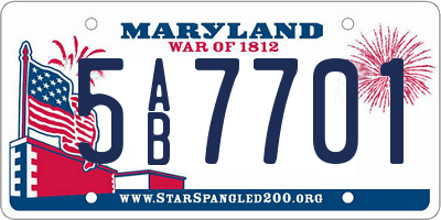 MD license plate 5AB7701