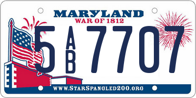 MD license plate 5AB7707