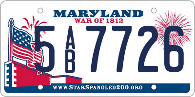 MD license plate 5AB7726