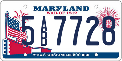 MD license plate 5AB7728
