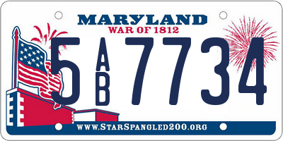MD license plate 5AB7734