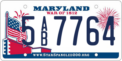 MD license plate 5AB7764