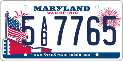 MD license plate 5AB7765