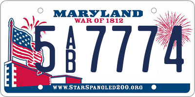 MD license plate 5AB7774