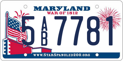 MD license plate 5AB7781