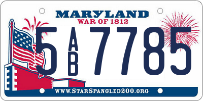 MD license plate 5AB7785
