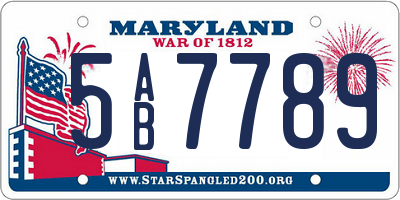 MD license plate 5AB7789