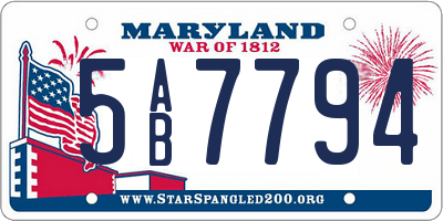 MD license plate 5AB7794