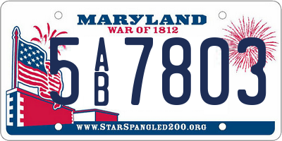 MD license plate 5AB7803