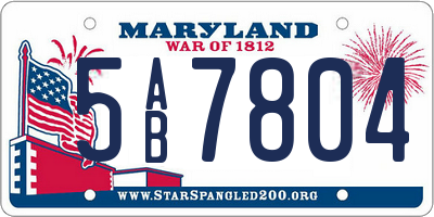 MD license plate 5AB7804