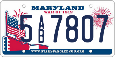 MD license plate 5AB7807