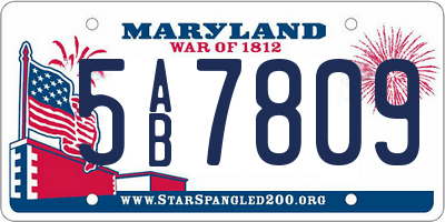 MD license plate 5AB7809