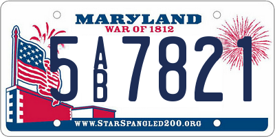 MD license plate 5AB7821
