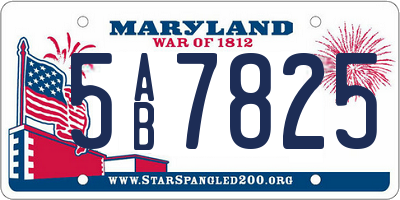 MD license plate 5AB7825