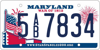 MD license plate 5AB7834