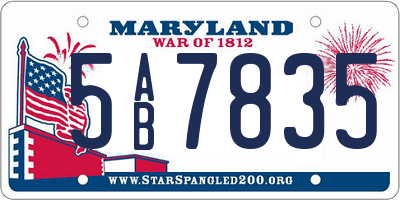 MD license plate 5AB7835