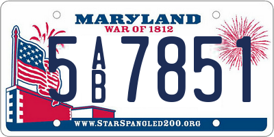 MD license plate 5AB7851