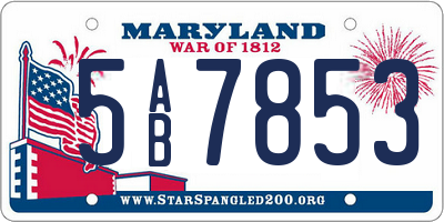 MD license plate 5AB7853