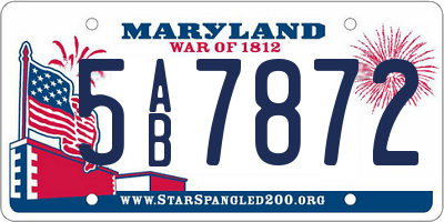 MD license plate 5AB7872