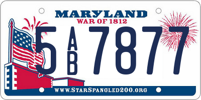 MD license plate 5AB7877