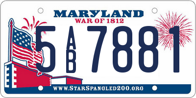 MD license plate 5AB7881