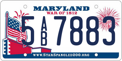 MD license plate 5AB7883