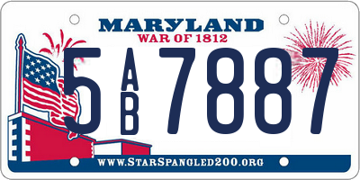 MD license plate 5AB7887