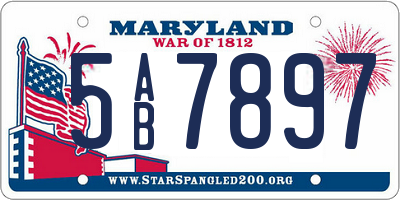 MD license plate 5AB7897