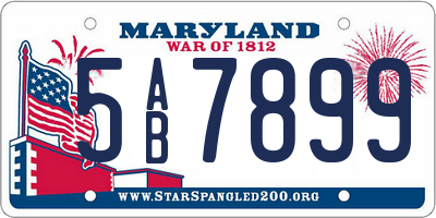 MD license plate 5AB7899