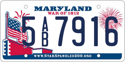 MD license plate 5AB7916