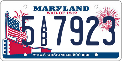 MD license plate 5AB7923