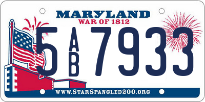 MD license plate 5AB7933