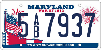 MD license plate 5AB7937