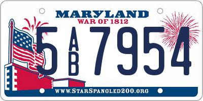 MD license plate 5AB7954