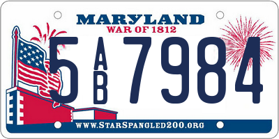 MD license plate 5AB7984