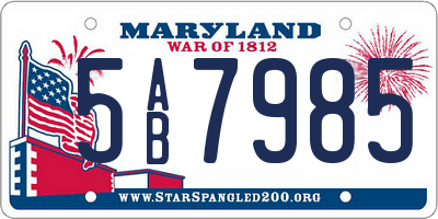 MD license plate 5AB7985