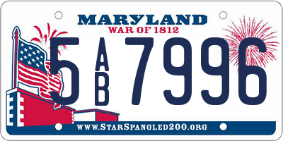 MD license plate 5AB7996