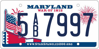 MD license plate 5AB7997