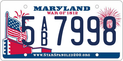 MD license plate 5AB7998