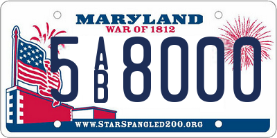 MD license plate 5AB8000