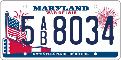 MD license plate 5AB8034