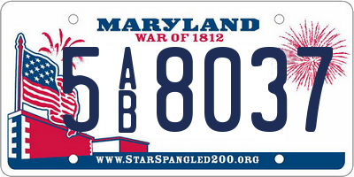 MD license plate 5AB8037