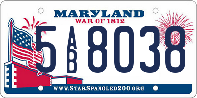 MD license plate 5AB8038