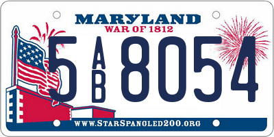MD license plate 5AB8054