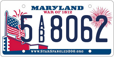 MD license plate 5AB8062