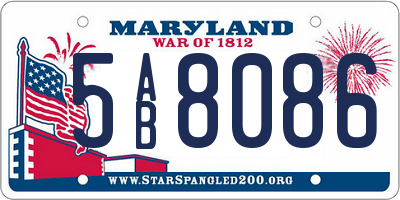 MD license plate 5AB8086